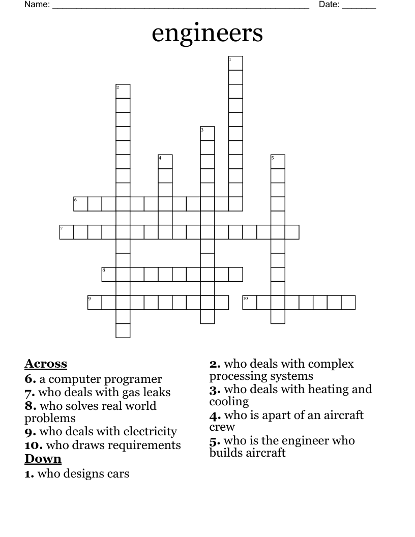 engineers Crossword