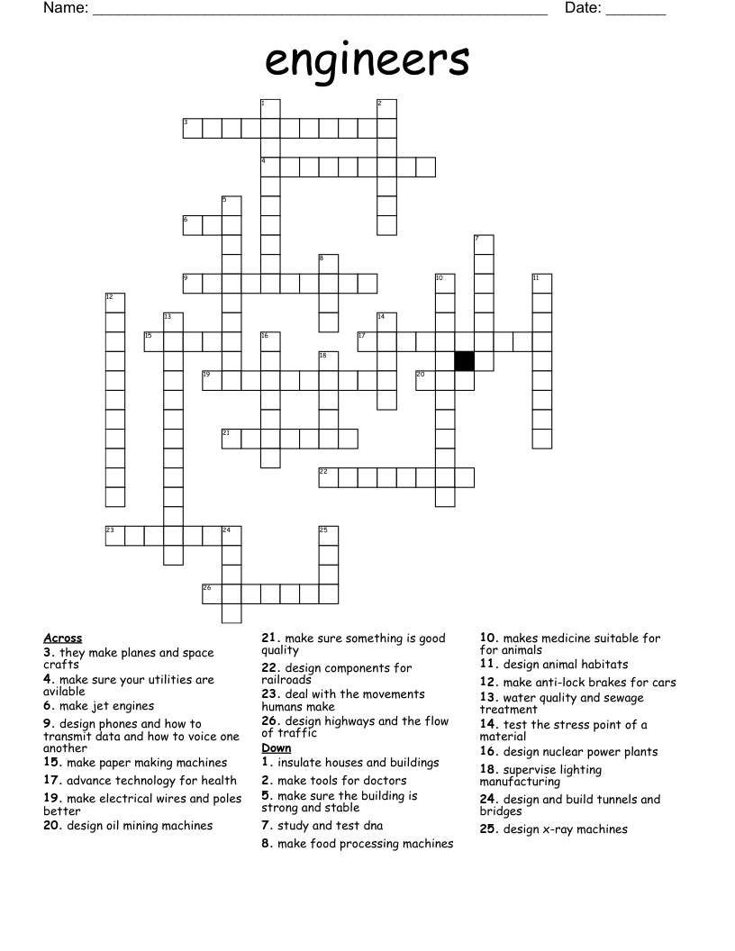 engineers Crossword