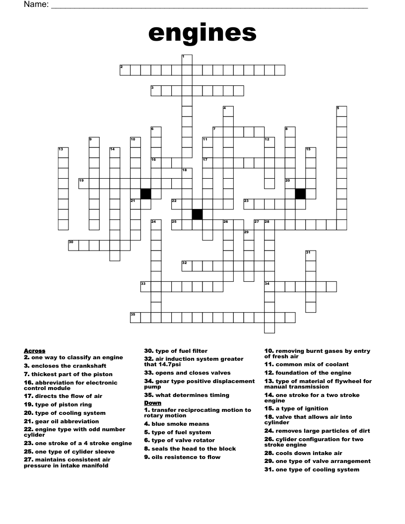 engines Crossword