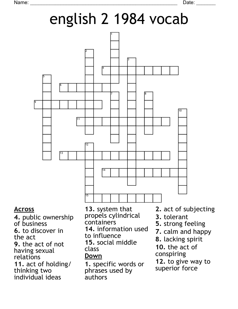 english 2 1984 vocab Crossword