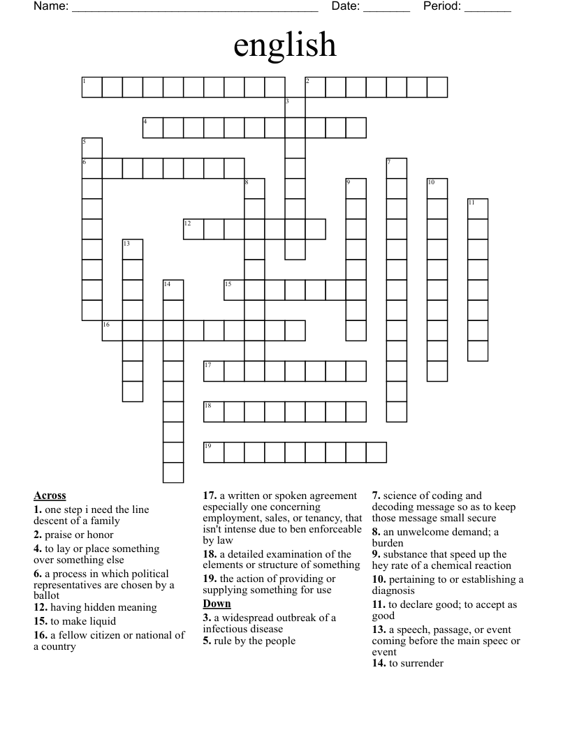 english Crossword