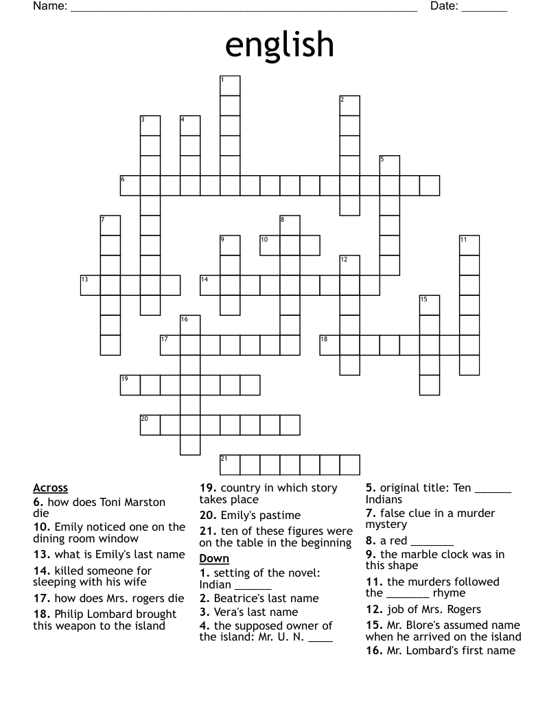 english Crossword