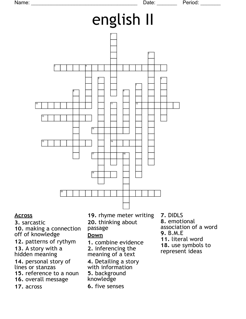 english II  Crossword