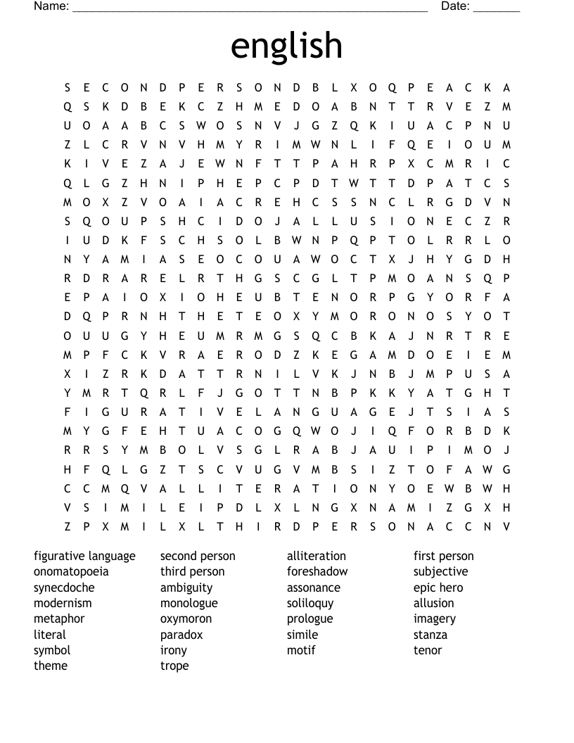 english  Word Search