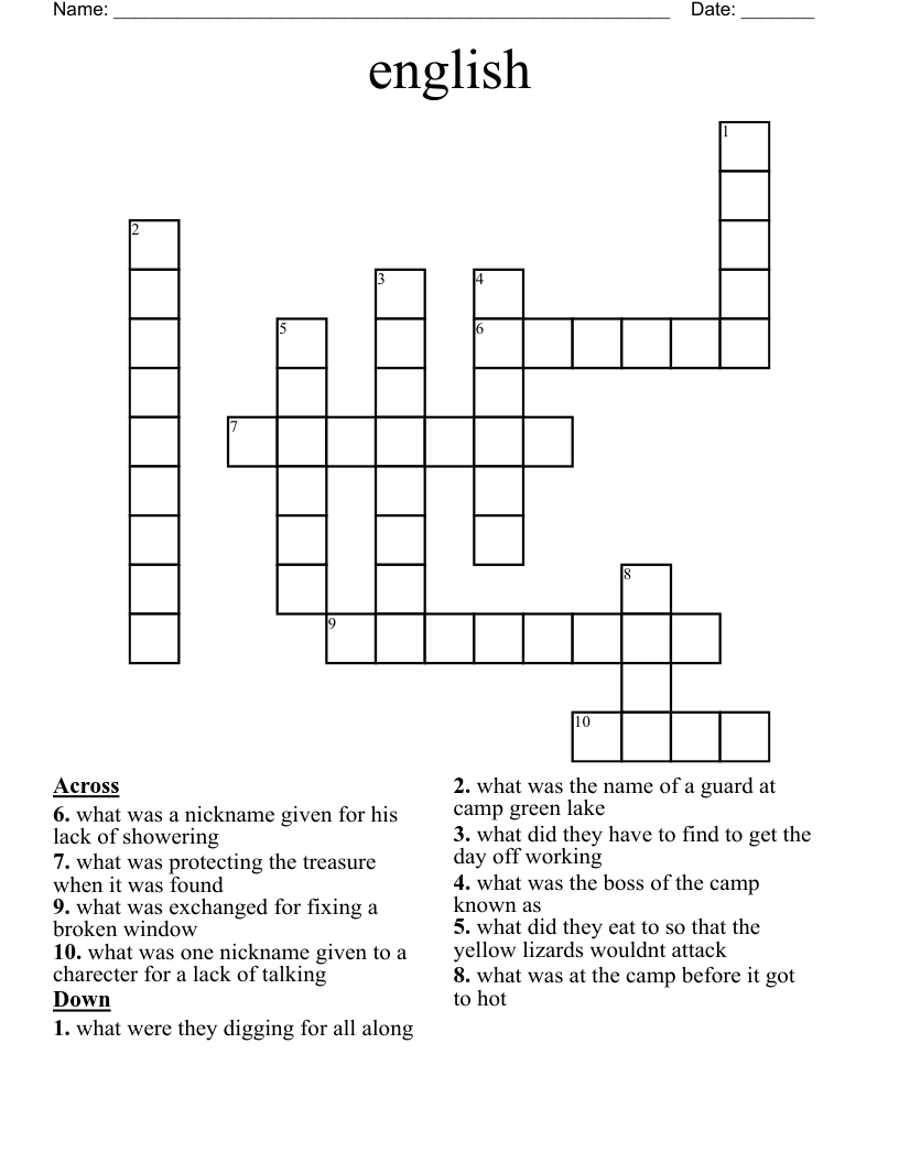 english  Crossword