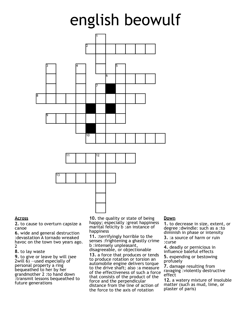 english beowulf Crossword
