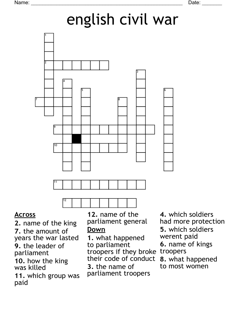 english civil war Crossword
