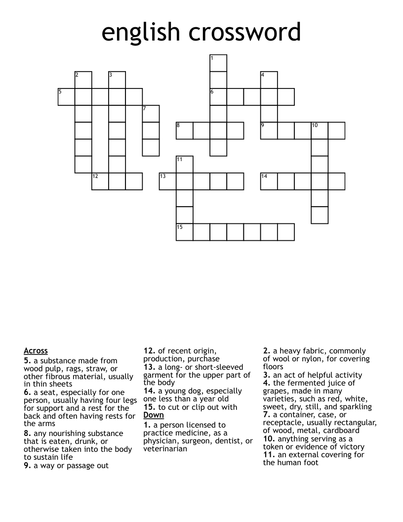 english crossword