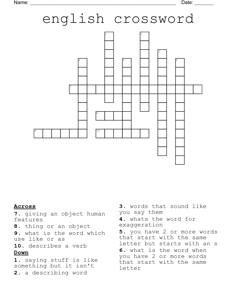 english crossword 