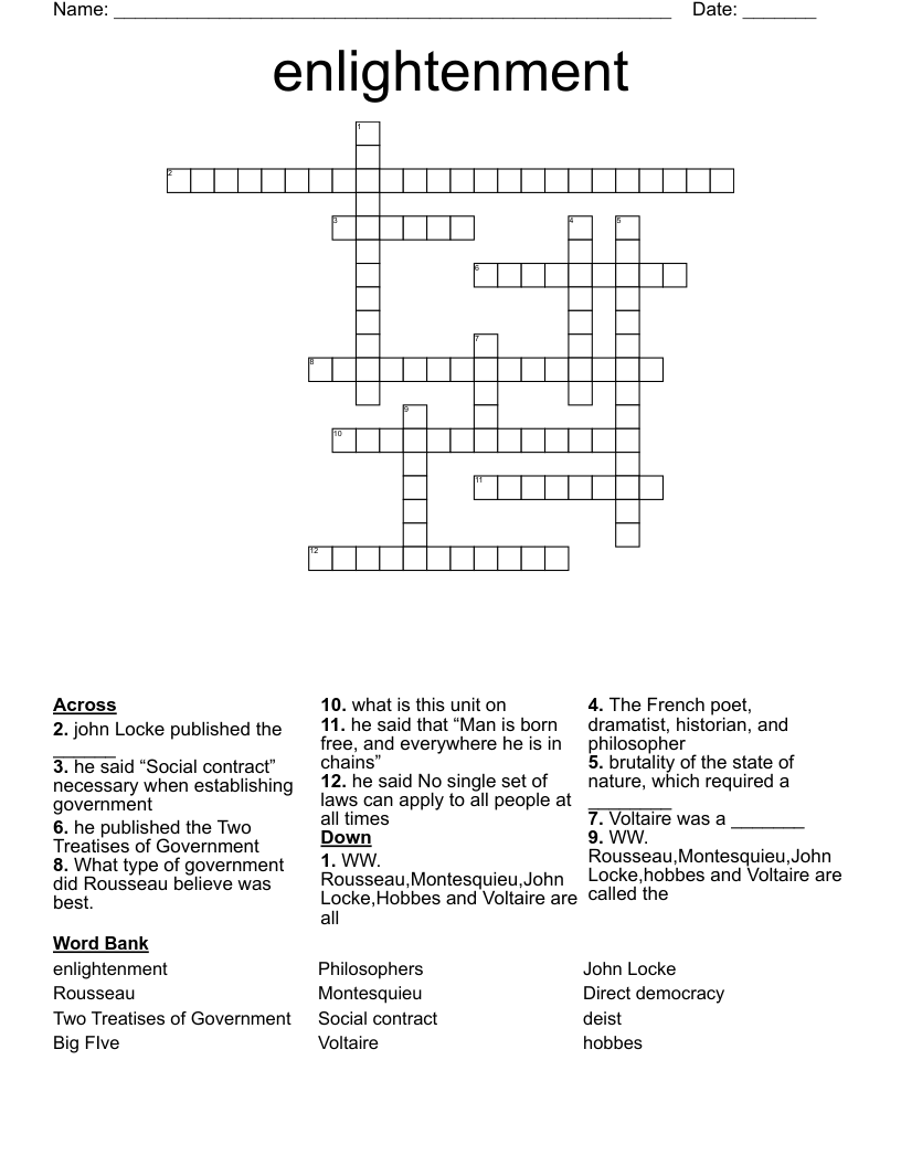 enlightenment  Crossword