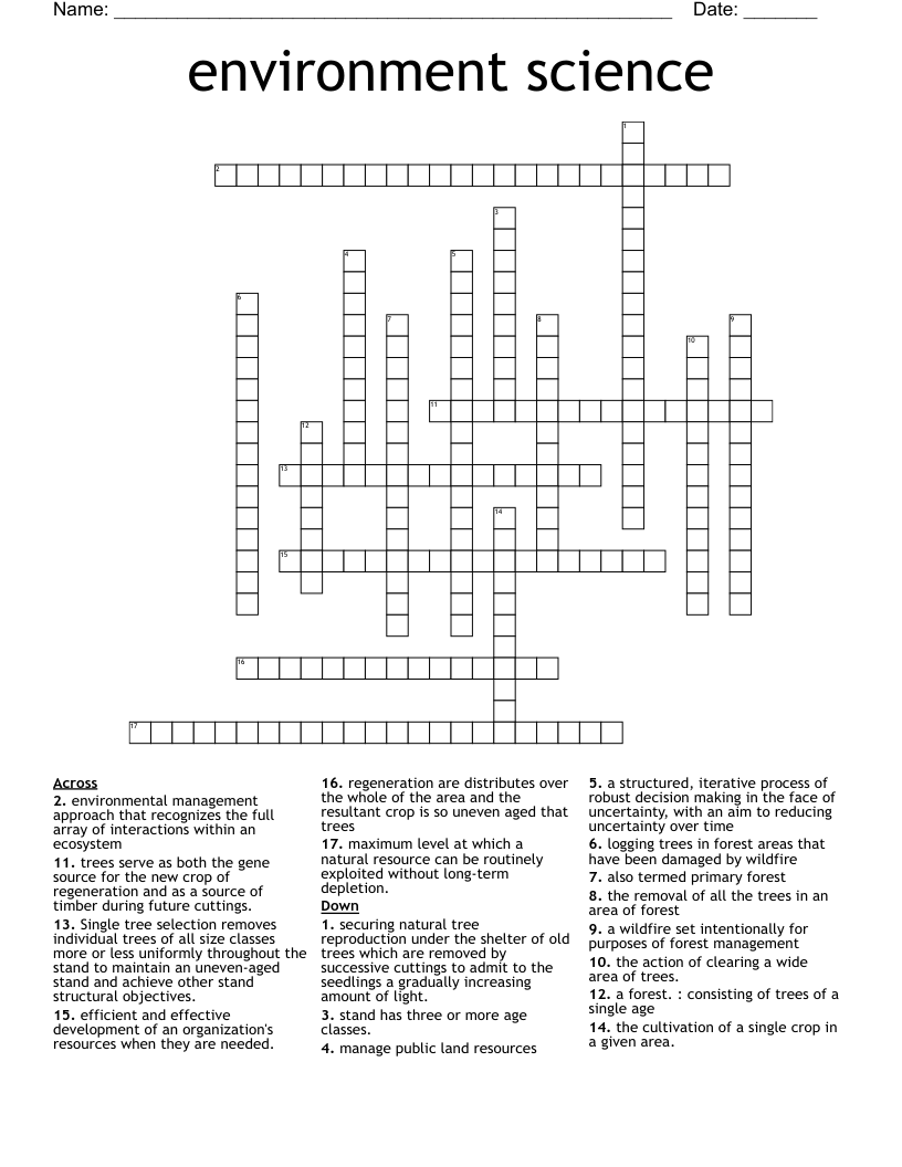 environment science Crossword