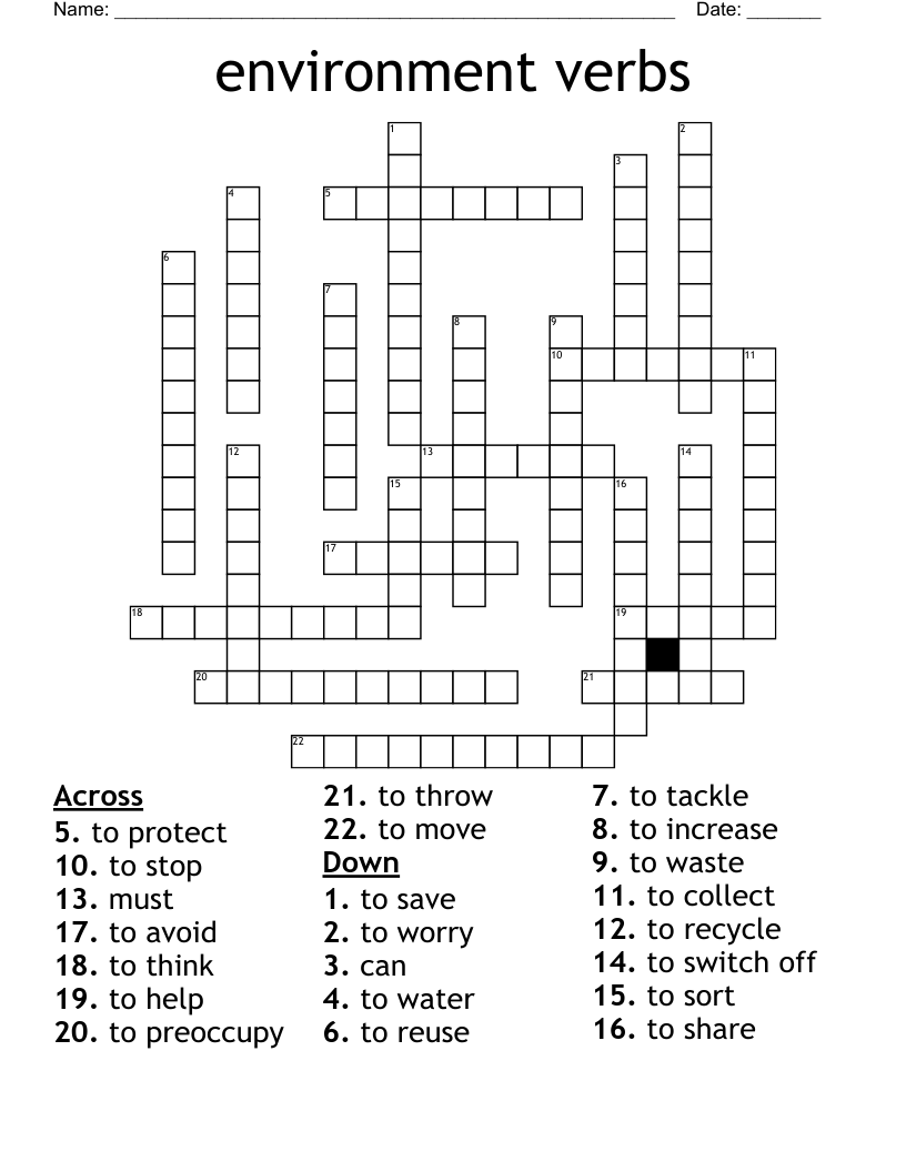 environment verbs Crossword