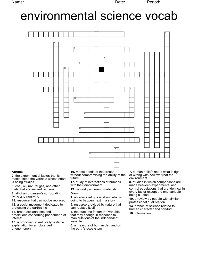 environmental science vocab Crossword