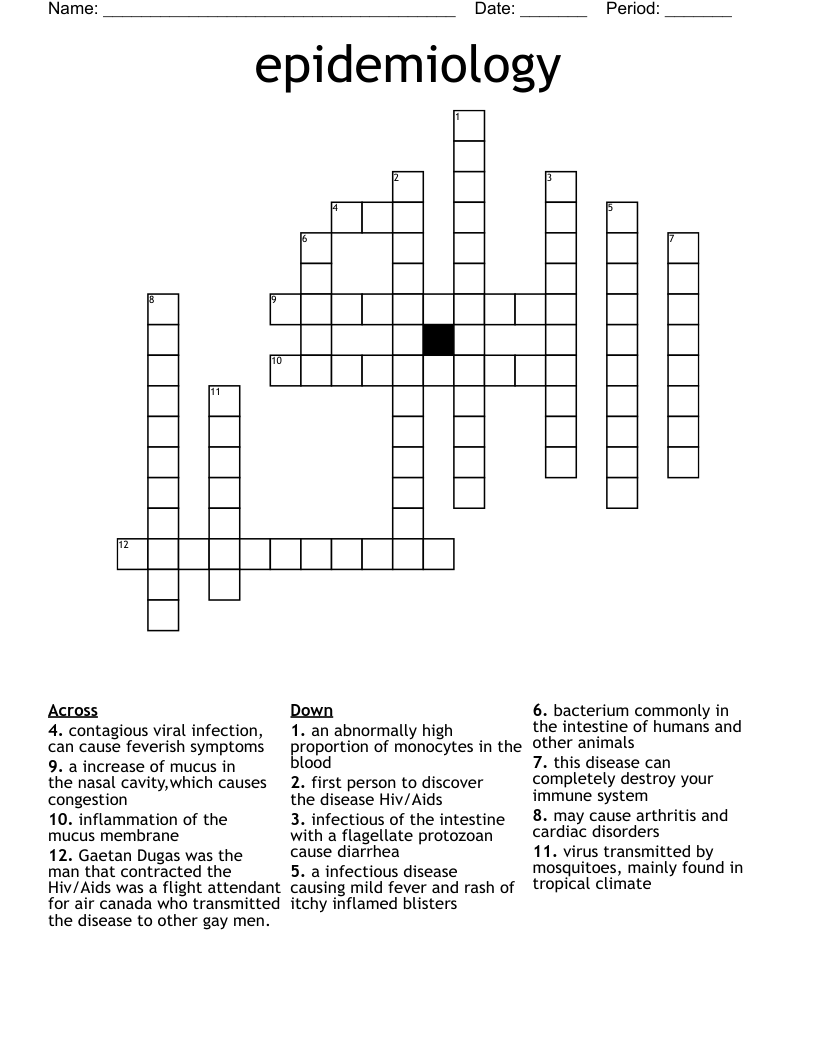 epidemiology Crossword