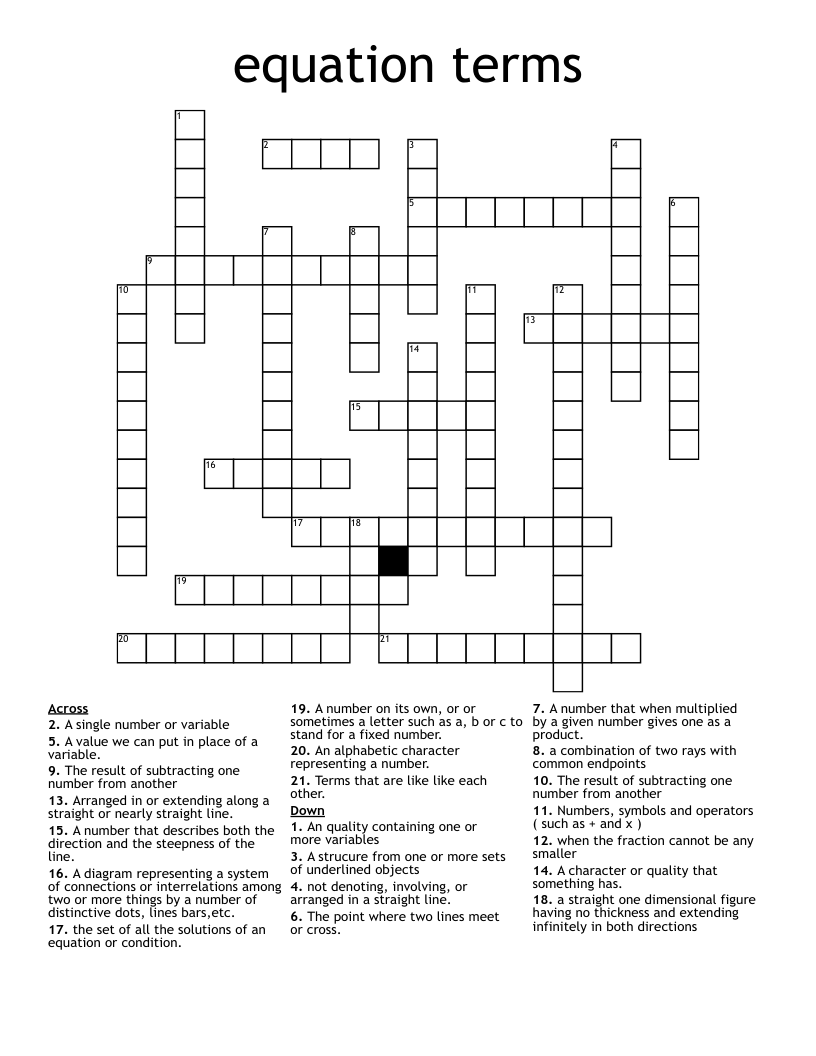 equation terms Crossword