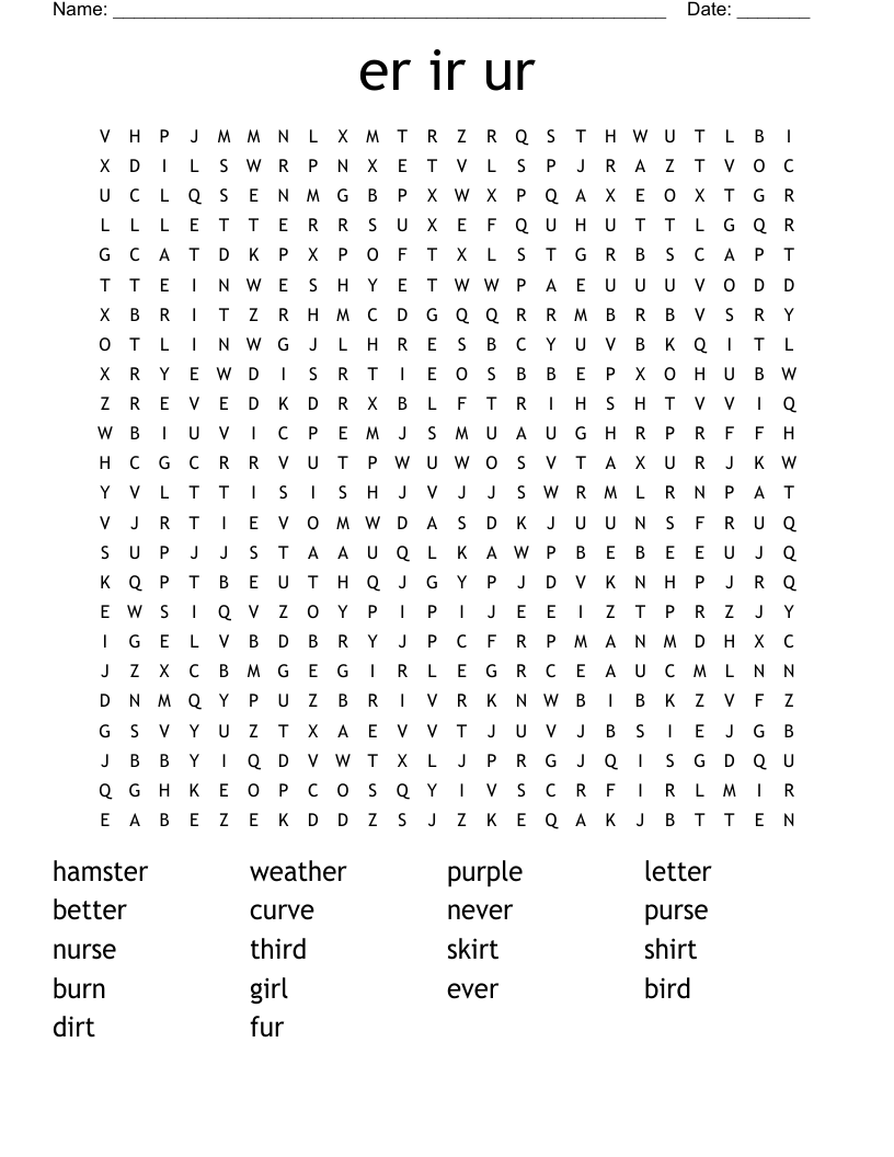 er  ir   ur Word Search
