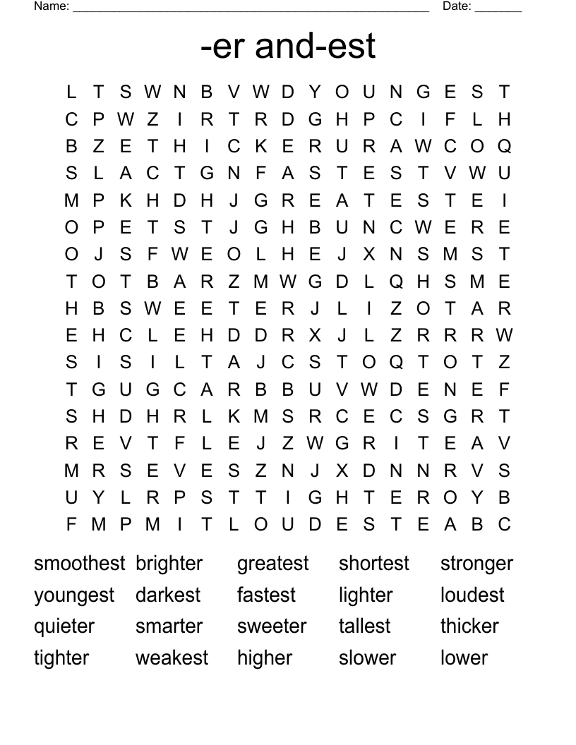 -er and-est Word Search