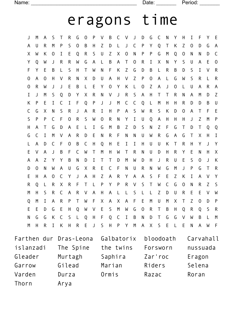 eragons time Word Search