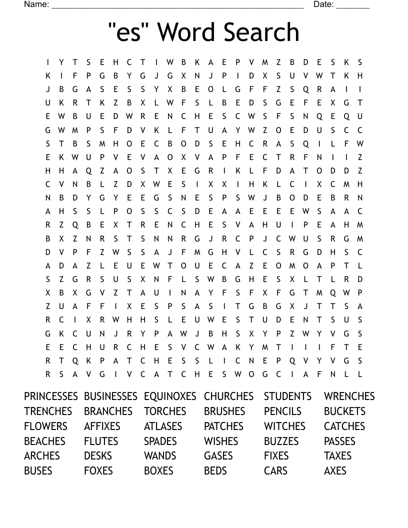 "es" Word Search