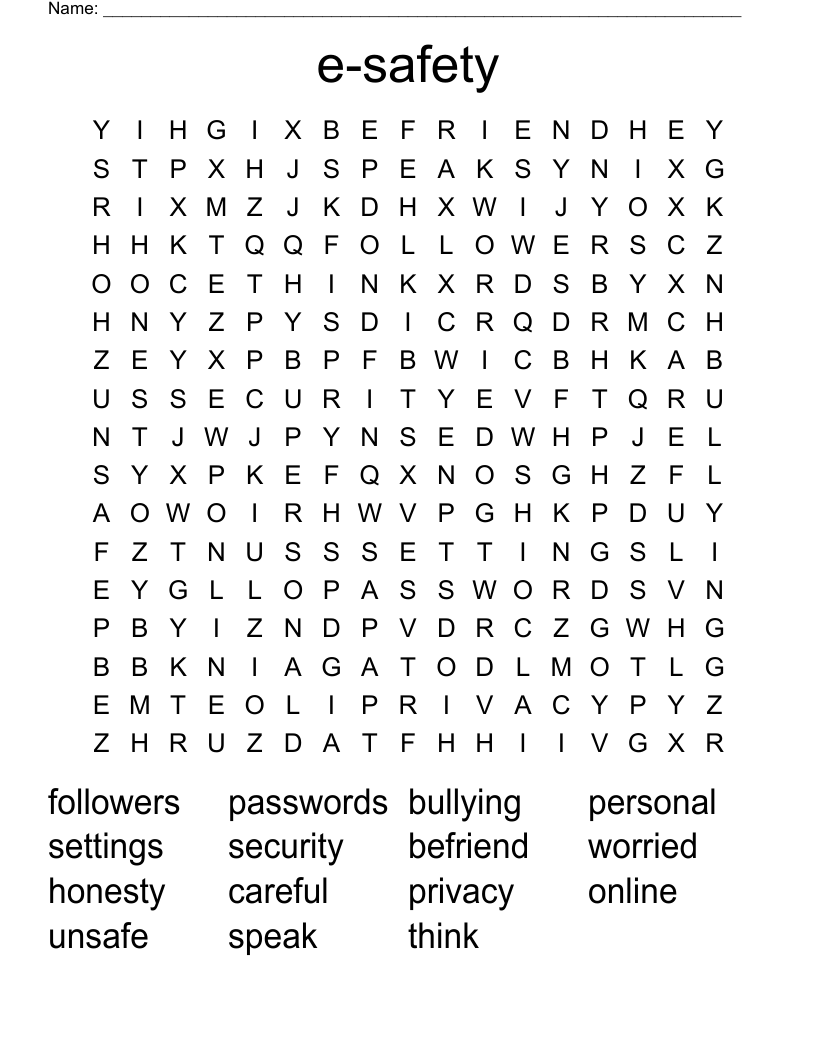 e-safety Word Search