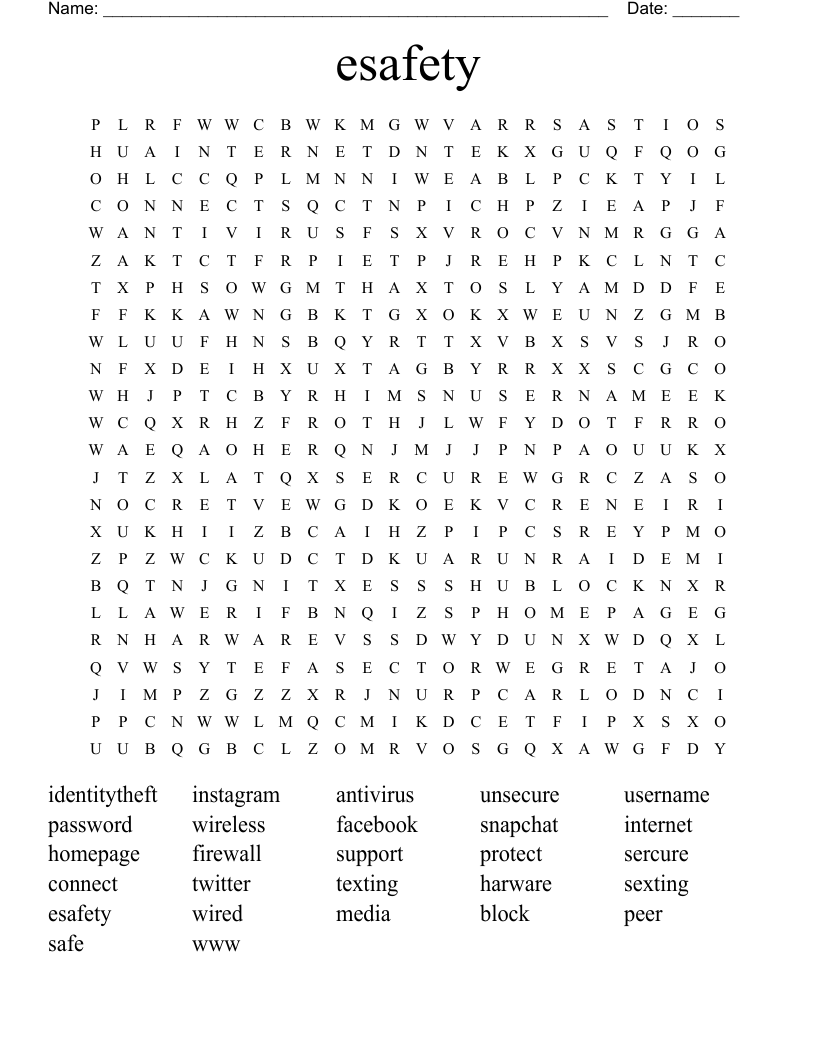 esafety Word Search