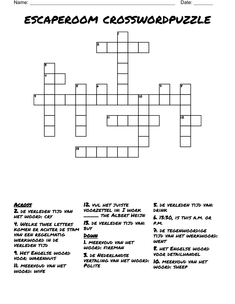 escaperoom crosswordpuzzle