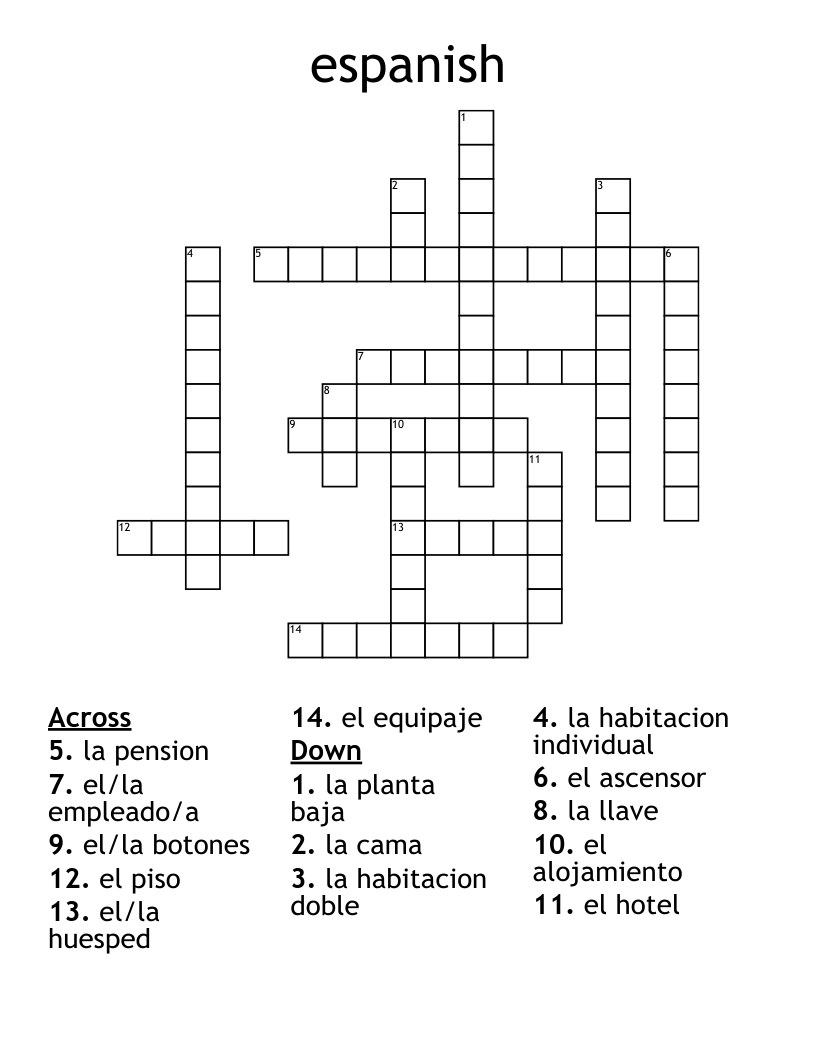 espanish  Crossword