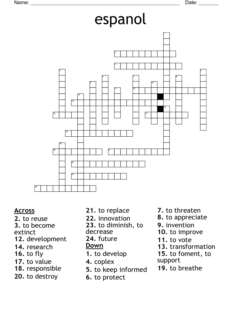 espanol Crossword