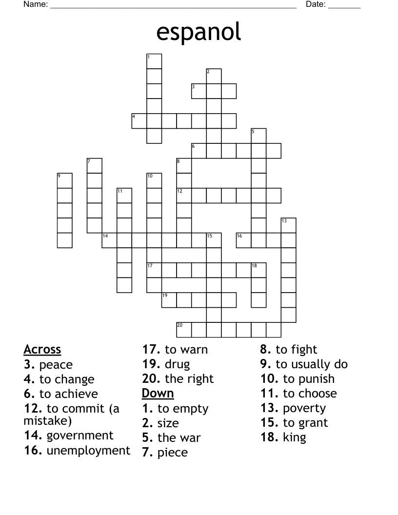 espanol Crossword