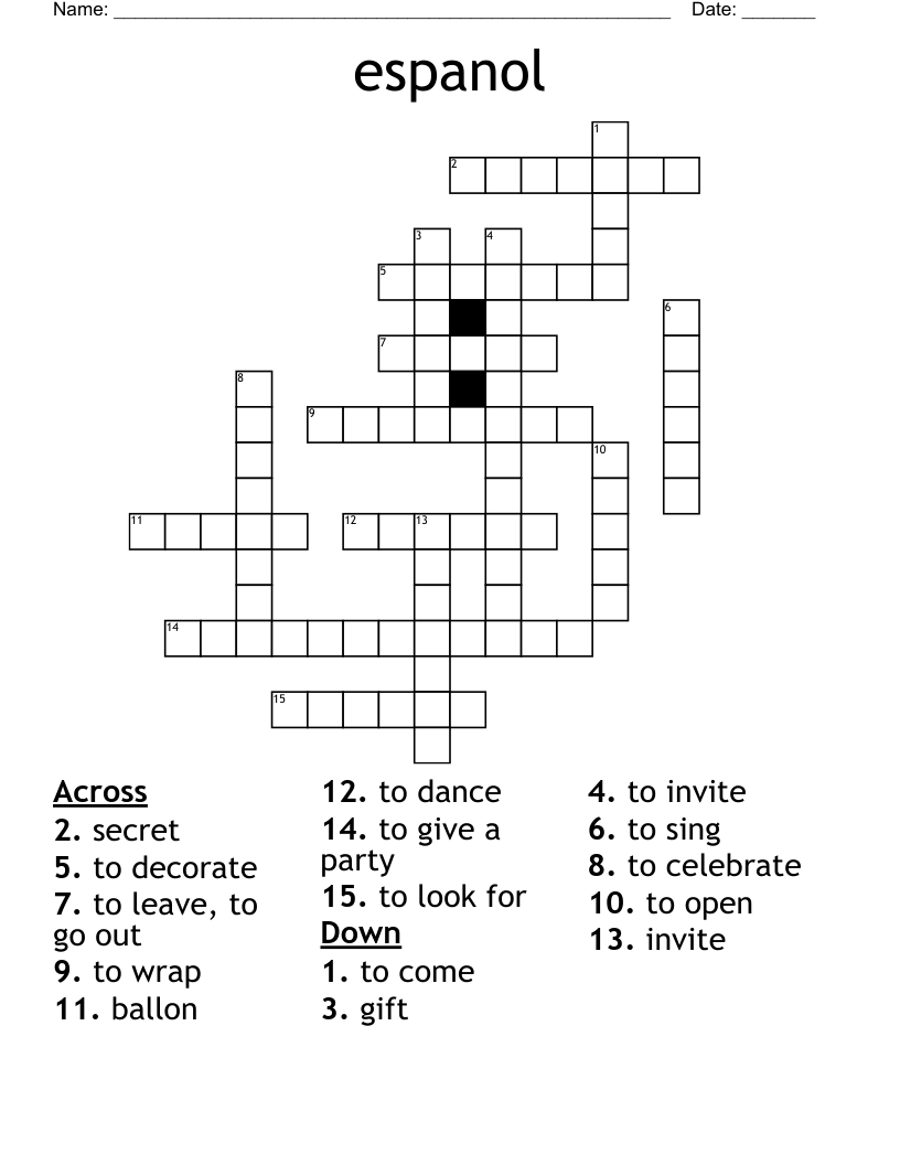 espanol Crossword