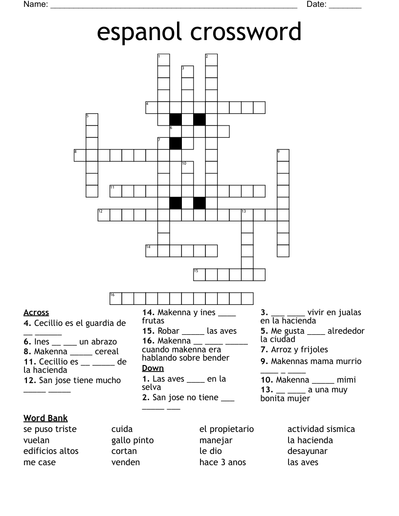 espanol crossword
