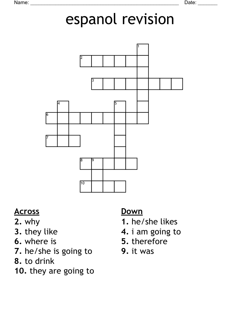 espanol revision Crossword