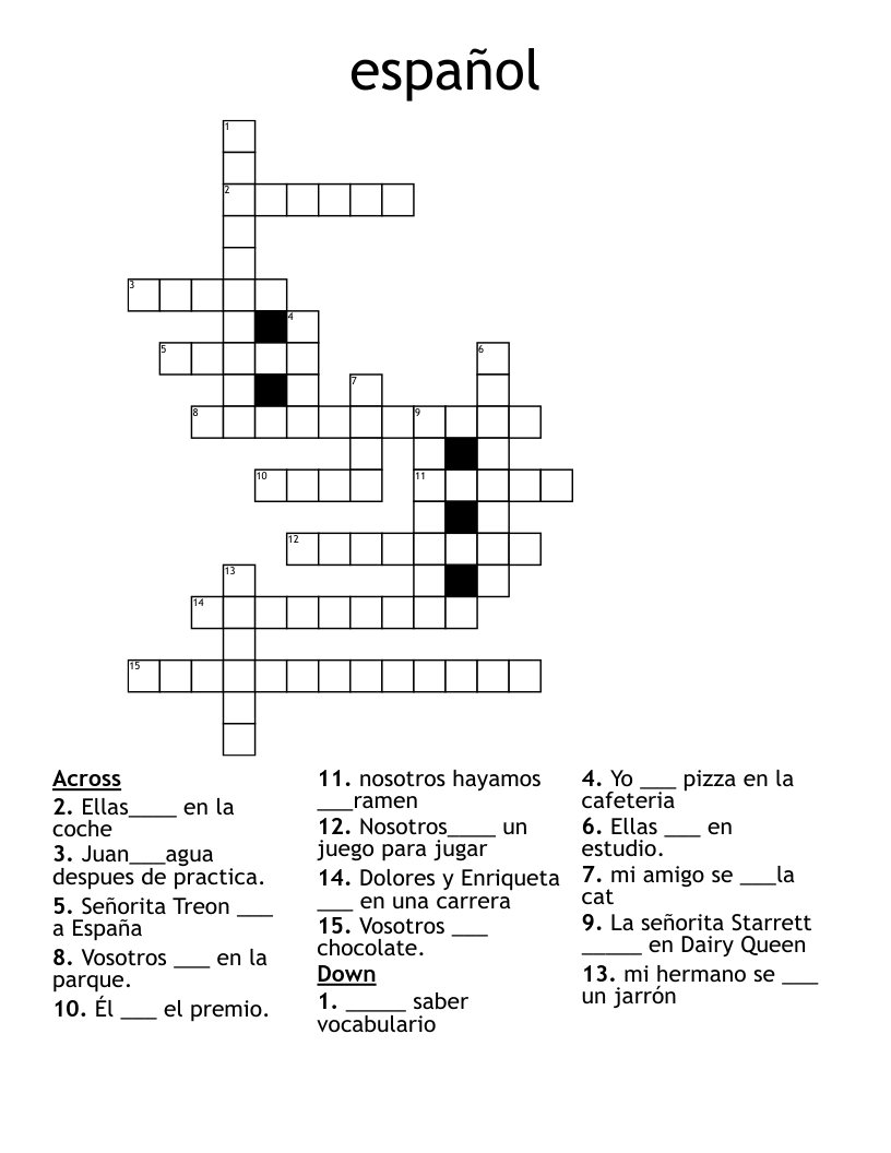 español Crossword