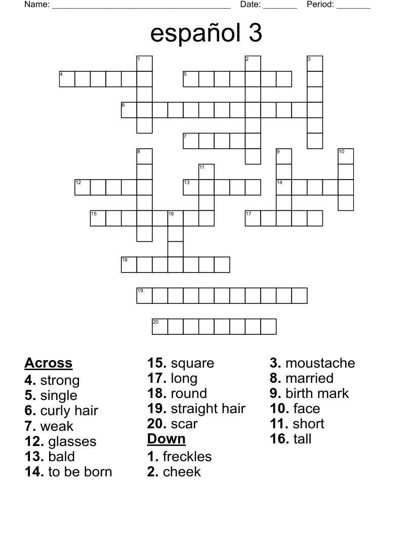 español 3 Crossword