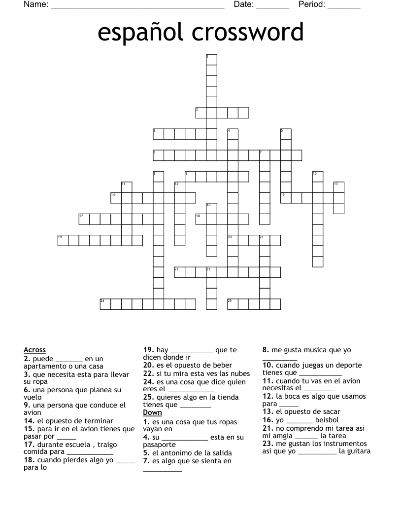 español crossword