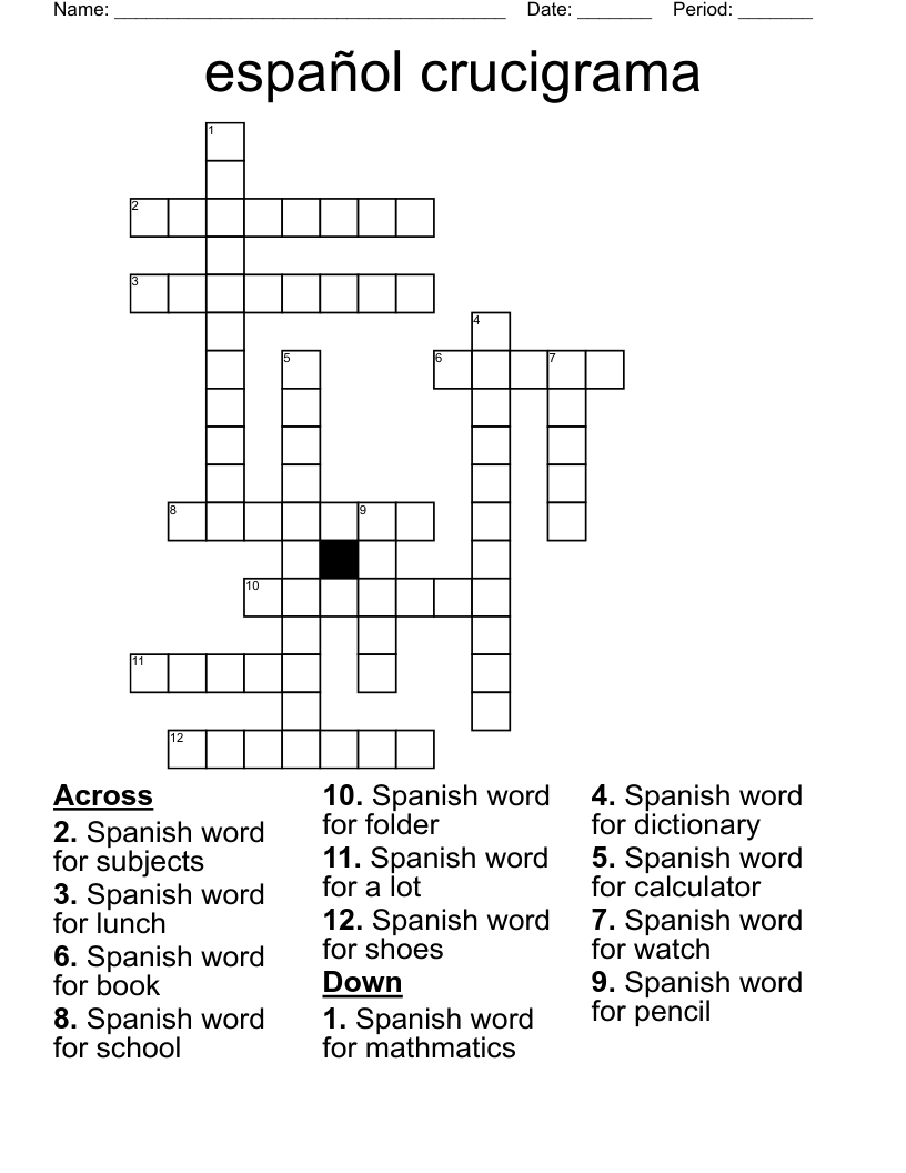español crucigrama Crossword