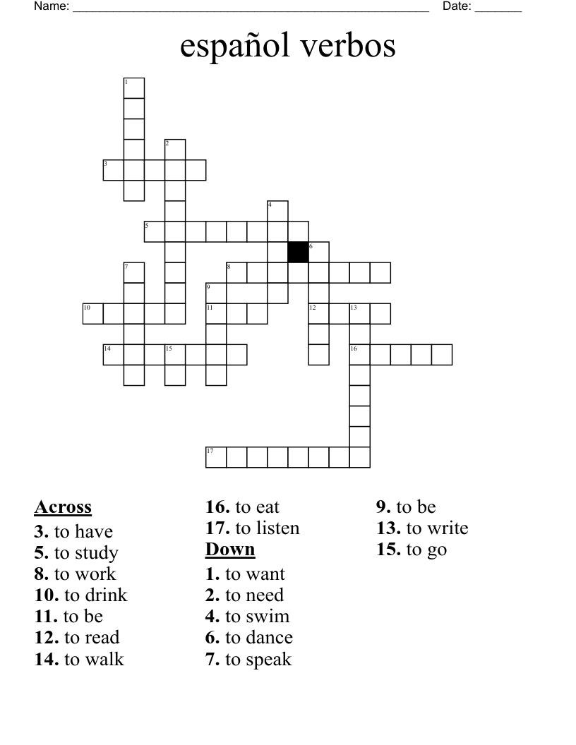 español verbos Crossword