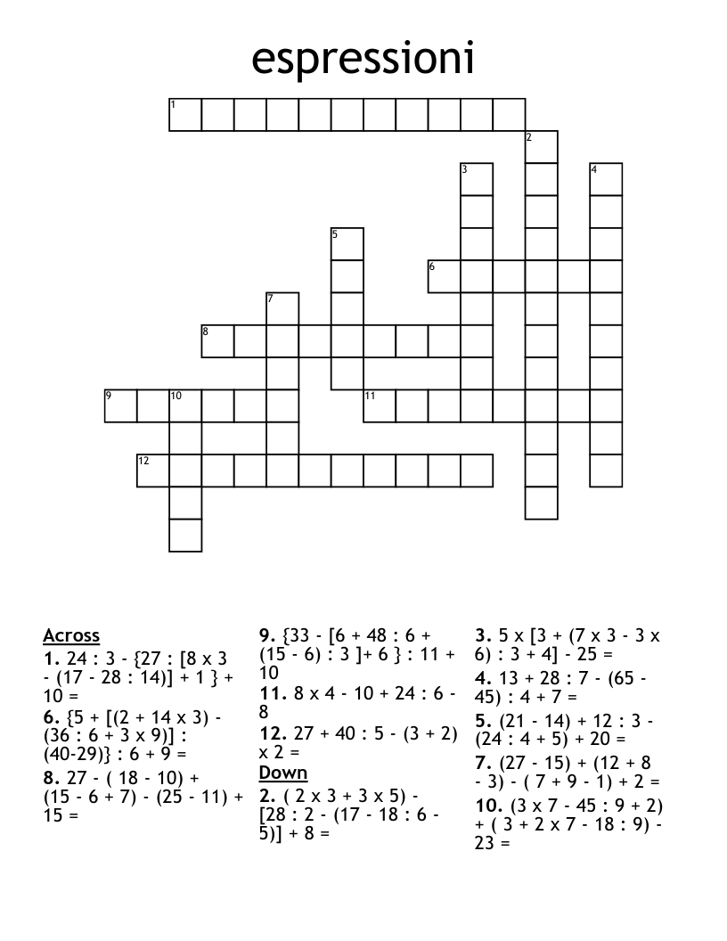 espressioni Crossword