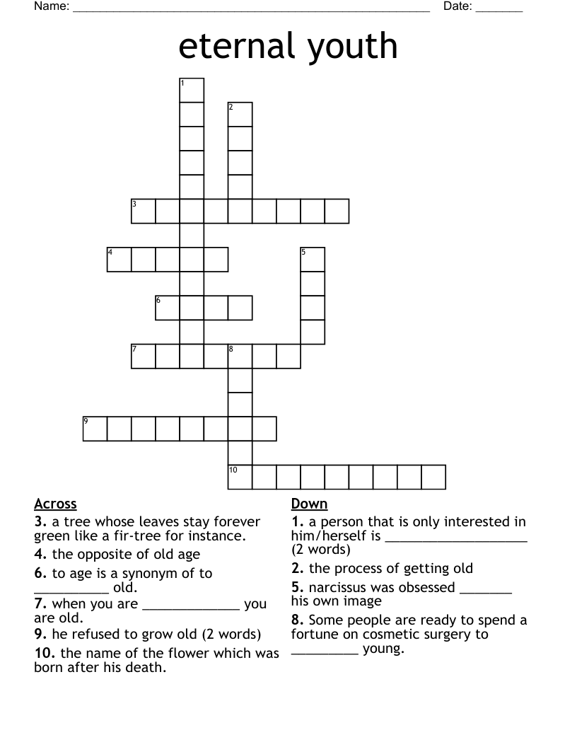 eternal youth Crossword