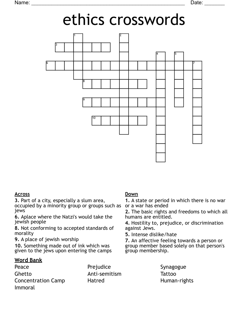 ethics crosswords