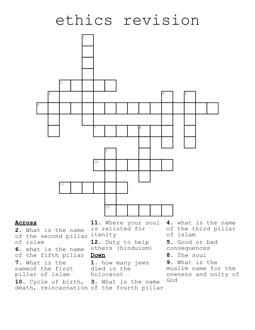 ethics revision Crossword