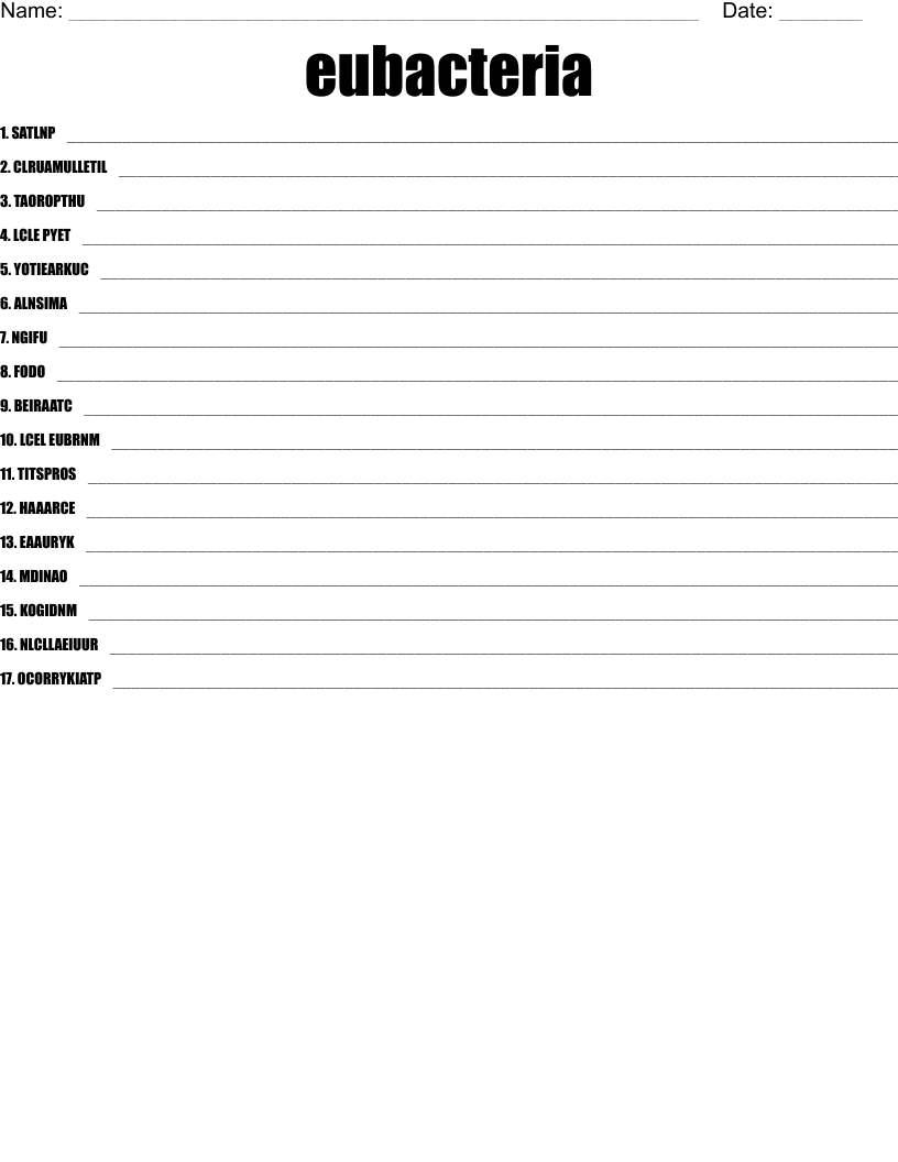 eubacteria Word Scramble
