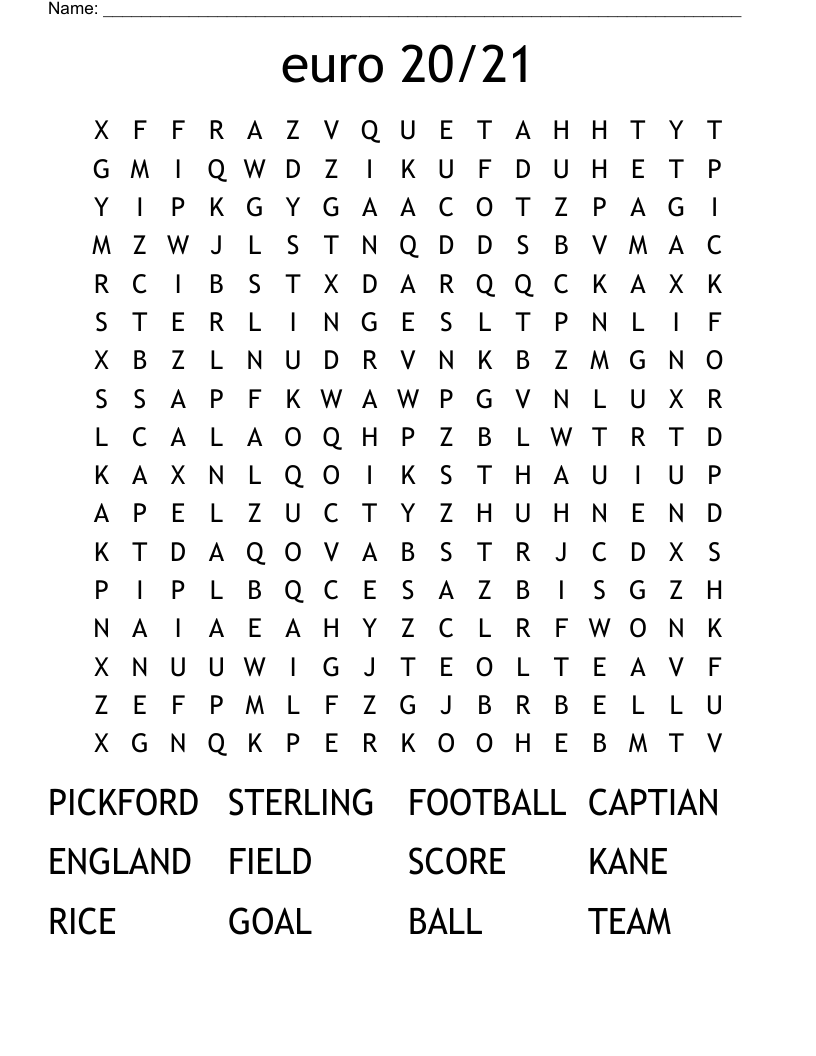 euro 20/21 Word Search