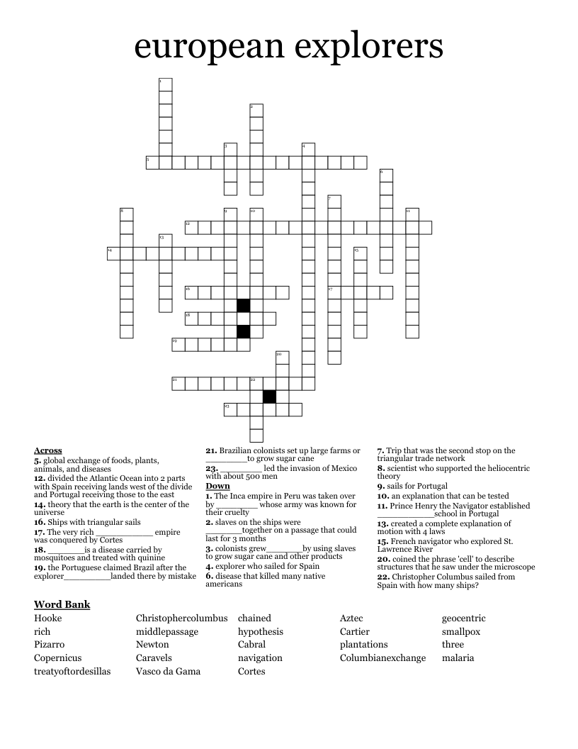 european explorers Crossword