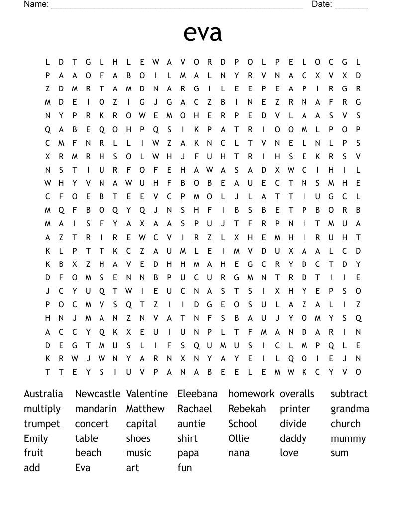 eva Word Search