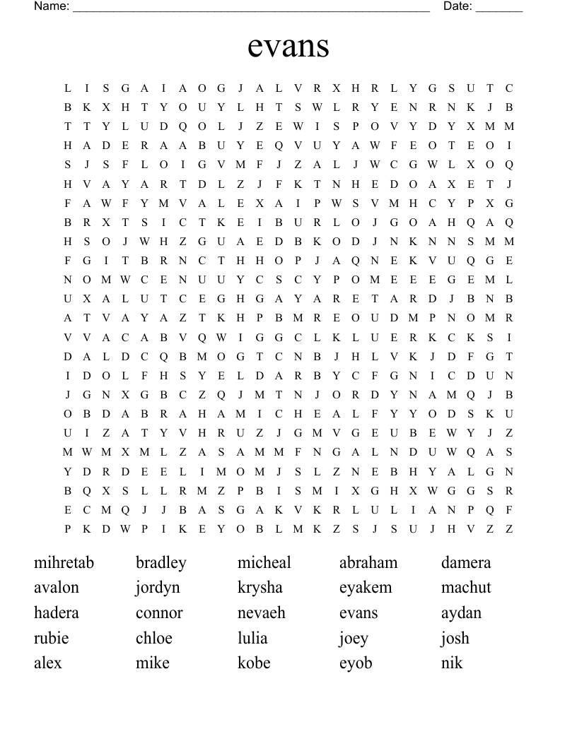 evans Word Search