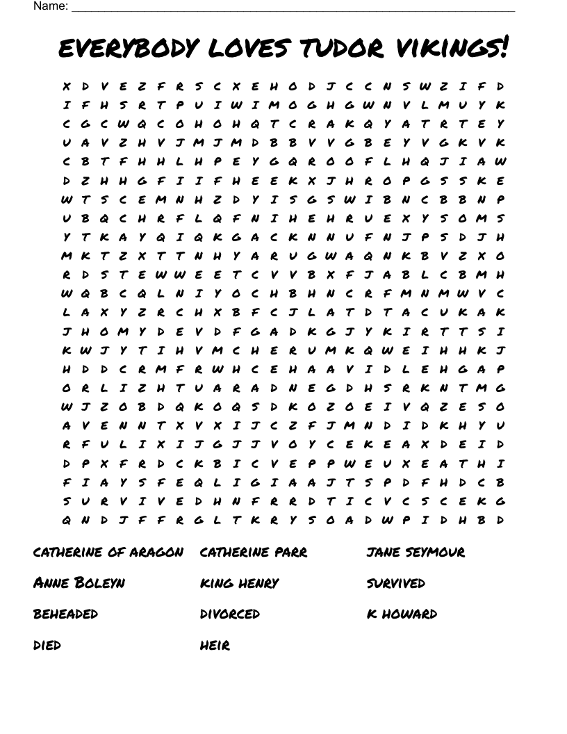 everybody loves tudor vikings! Word Search