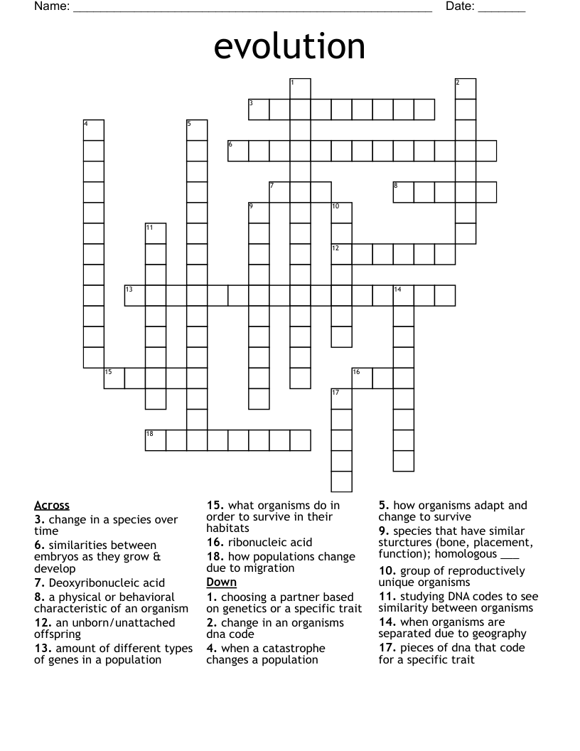 evolution Crossword