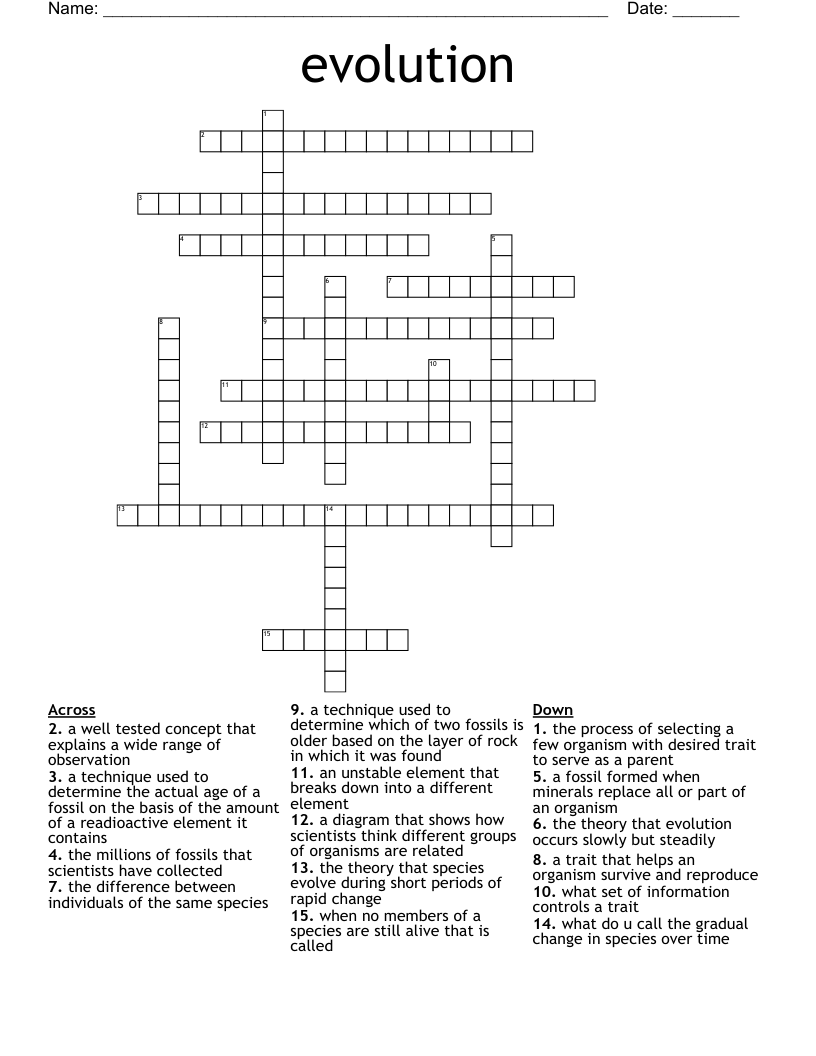 evolution  Crossword