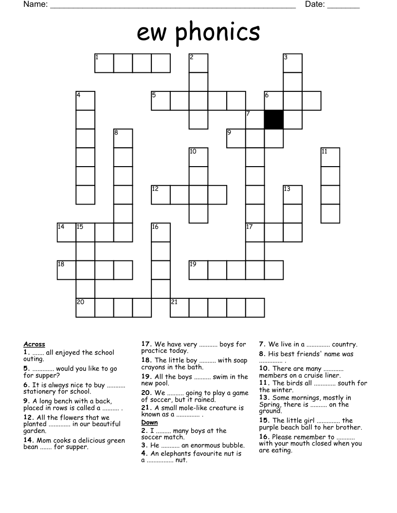 ew phonics Crossword